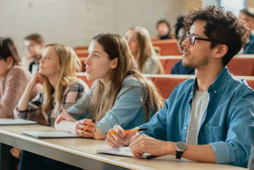 Smart young people study at the college